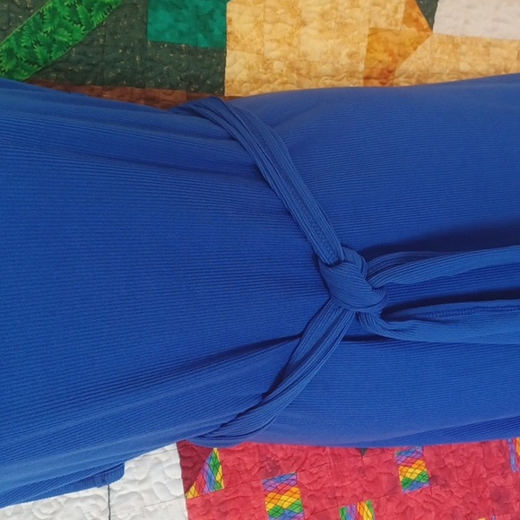 Discreet tank Dress, Blue, ribbed, belted, 3X NWT - Picture 3 of 8